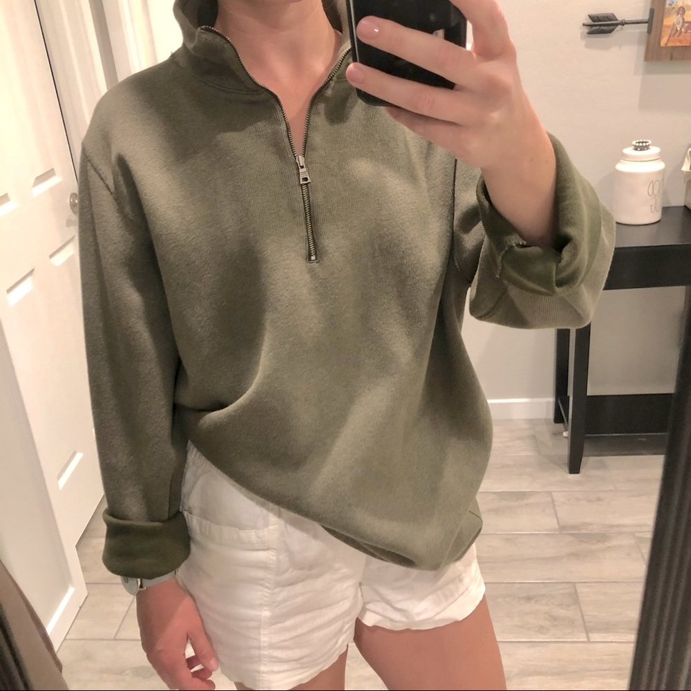 Banana Republic 1/4 Zip Olive Green Sweatshirt